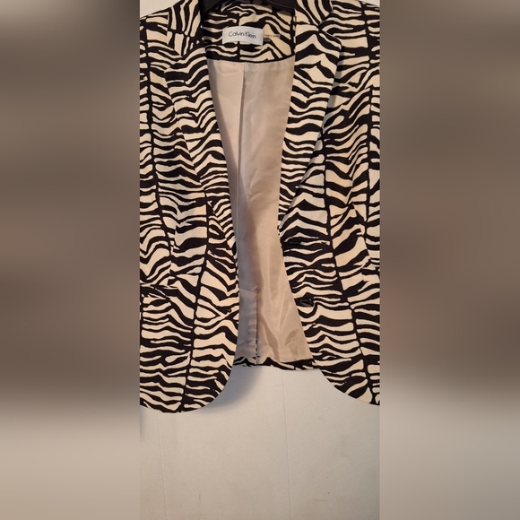 Calvin Klein Zebra Print 12P Blazer Jacket Office Business Casual 100% polyester - Picture 5 of 7